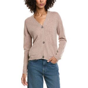 Incashmere Womens  Box Wool & Cashmere-Blend Cardigan, Brown